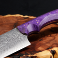 Couteau Kiritsuke Japonais Acier Damas 67 Couches 20 cm – Manche Bois Stabilisé Violet