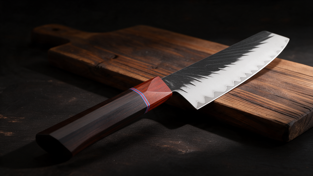 Couteau Kiritsuke Japonais Acier Composite 3 Couches 20 cm – Manche Ébène & Dalbergia