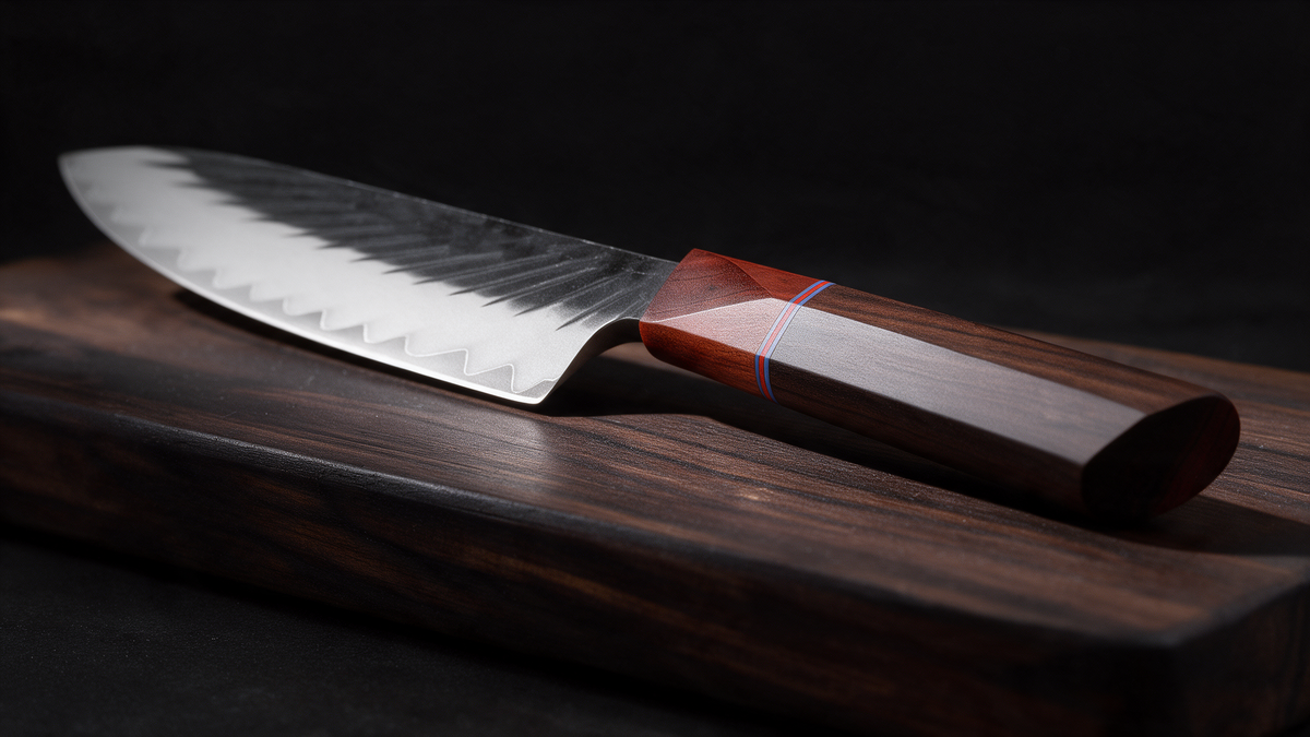 Couteau de Chef Japonais Acier Composite 3 Couches 20 cm – Manche Ébène & Dalbergia