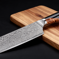 Couteau Nakiri Japonais Damas VG10 67 Couches 18 cm – Manche Résine Noire & Bois Stabilisé