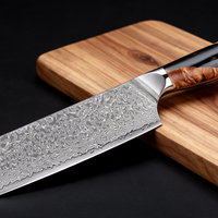 Couteau Nakiri Japonais Damas VG10 67 Couches 18 cm – Manche Résine Noire & Bois Stabilisé