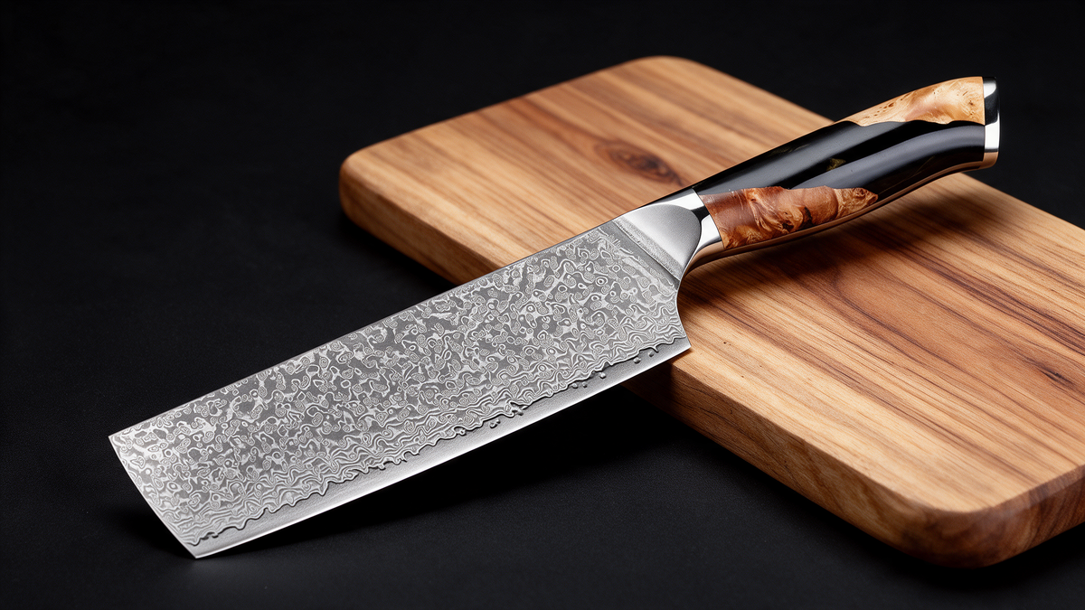Couteau Nakiri Japonais Damas VG10 67 Couches 18 cm – Manche Résine Noire & Bois Stabilisé