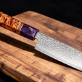 Couteau Santoku Japonais Damas VG10 67 Couches 13 cm – Manche Bois Stabilisé