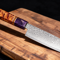 Couteau Santoku Japonais Damas VG10 67 Couches 13 cm – Manche Bois Stabilisé