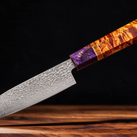 Couteau Santoku Japonais Damas VG10 67 Couches 13 cm – Manche Bois Stabilisé