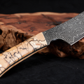 Couteau Santoku Japonais Acier Damas 67 Couches 18 cm – Manche Bois Tressé