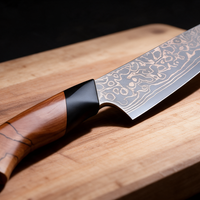 Couteau Kiritsuke Japonais Acier Damas 67 Couches 20 cm – Manche Bois Massif & G10 Noir