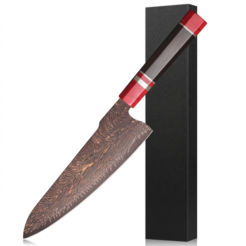 Couteau de chef Gyuto Cuivre Damas 20 cm - 37 couches et ébène